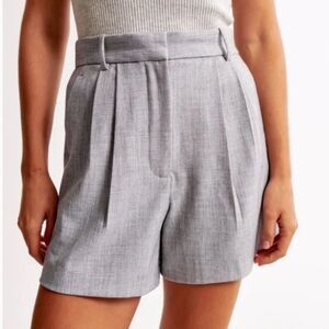 Abercrombie & Fitch Tailored Pleated High-Rise Shorts Gray Size 25